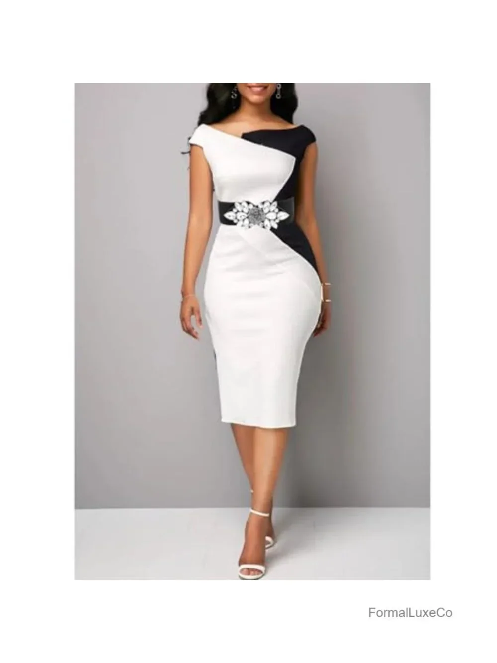 Crystal Wide Stretchy Belts for Dress - Rhinestone Buckle